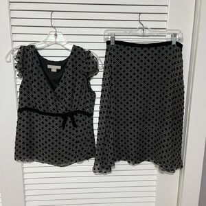 Chic Black and Gray Women's Skirt Set